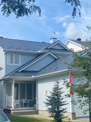 Interlock Aluminum Slate Metal Roofing – Deep Charcoal | Kanata, ON (Front-left elevation)