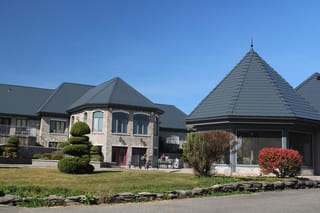 Deep Charcoal Interlock Slate aluminum roof on a Deep Charcoal metal roof on a modern home in Alexandria,, Alexandria, Ontario