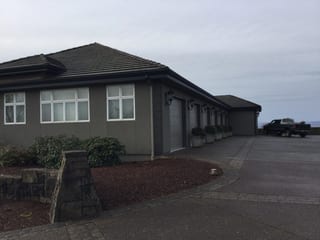 Before: a leaking concrete tile roof on the home, Turner, Oregon, ahead of a Deep Charcoal Interlock IB Membrane aluminum roof