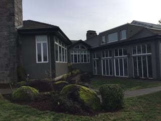 Before: a leaking concrete tile roof on the home, Turner, Oregon, ahead of a Deep Charcoal Interlock IB Membrane aluminum roof