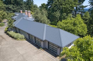 Interlock Aluminum Slate Metal Roofing – Deep Charcoal | Portland, OR (Aerial)