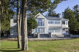 Deep Charcoal Interlock Slate aluminum roof on a large home with an Interlock Slate roof in Deep Charcoal,, Warwick, Rhode Island