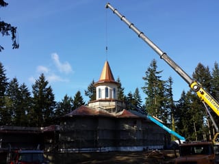 Aged Copper Interlock Slate aluminum roof being installed on the home, replacing new construction, Mountlake Terrace, Washington