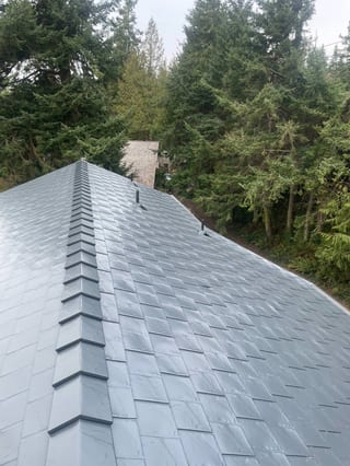 Interlock Aluminum Slate Metal Roofing – Deep Charcoal | Anacortes, WA