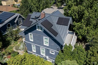 Deep Charcoal Interlock Standing Seam aluminum roof on a Deep Charcoal Interlock Standing Seam metal roof on a, Seattle, Washington