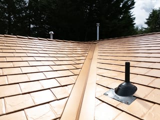 Copper Penny Interlock Slate aluminum roof on a ranch home with copper penny Interlock Slate metal roof, Castle Rock, Washington