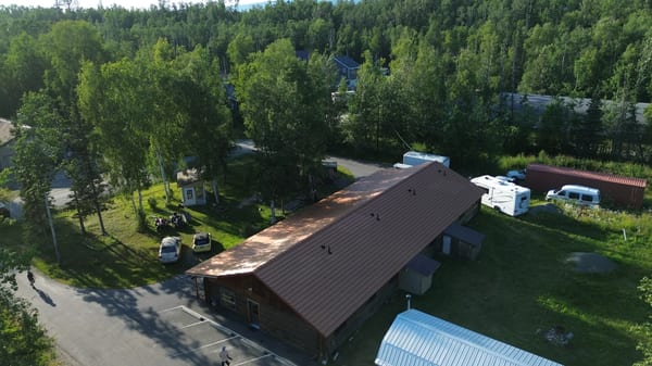 Interlock Aluminum Shake Metal Roofing – Copper Penny | Wasilla, AK (Aerial)