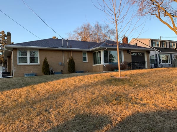 Colonial Brown Interlock Shingle aluminum roof on a brown ranch home with a colonial brown metal roof in a, Saint Paul, Minnesota