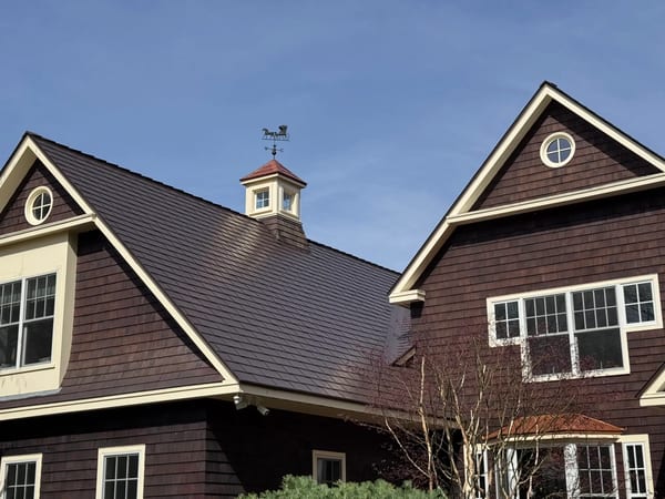 Interlock Aluminum Slate Metal Roofing – Colonial Brown | Concord, NH (Close-up)