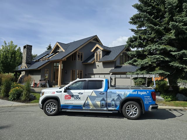 Interlock Aluminum Shake Metal Roofing – Deep Charcoal | Whistler, BC (Street view)