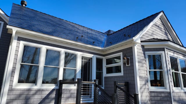 Deep Charcoal Interlock metal roof in Orrs Island, ME