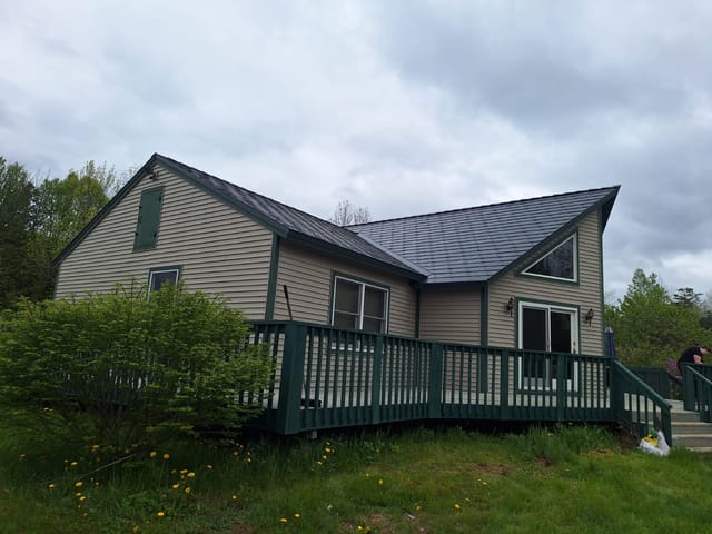 Deep Charcoal Interlock metal roof in Stetson, ME