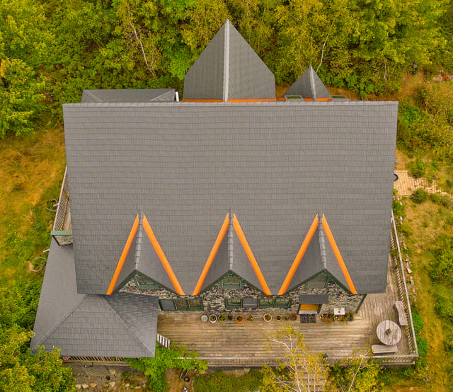 Deep Charcoal Interlock metal roof in Bar Harbor, ME