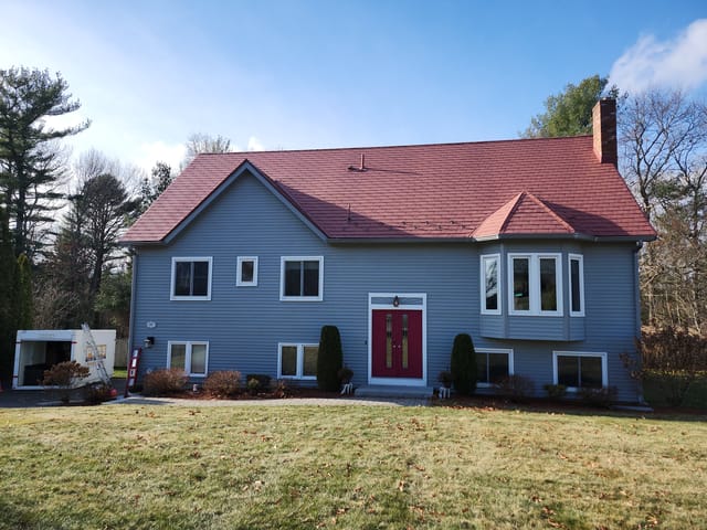 Tile Red Interlock metal roof in Stoughton, MA