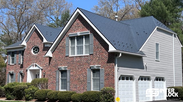 Deep Charcoal Interlock metal roof in Sharon, MA