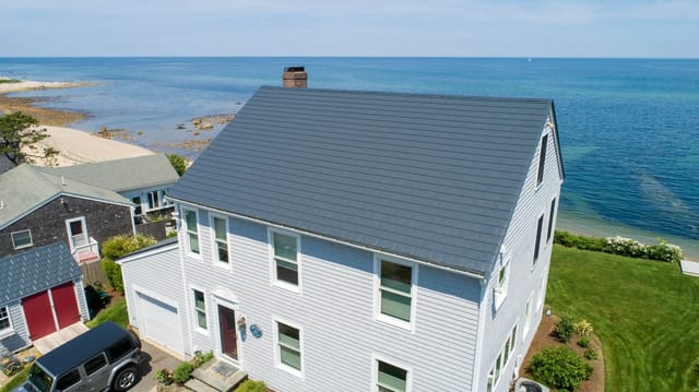 Deep Charcoal Interlock metal roof in Plymouth, MA