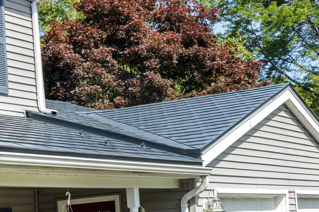 Deep Charcoal Interlock metal roof in Danvers, MA