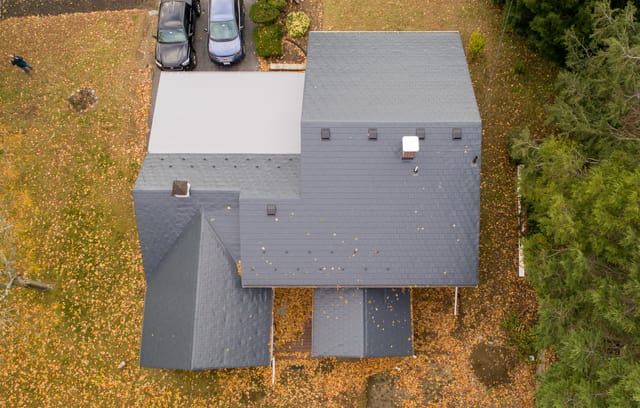 Deep Charcoal Interlock metal roof in Woburn, MA