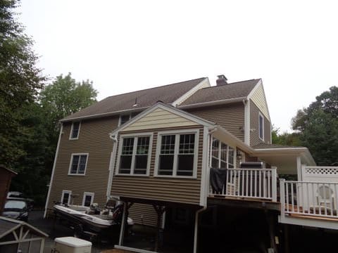 Colonial Brown Interlock metal roof in Rochdale, MA