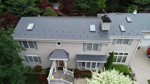 Deep Charcoal Interlock metal roof in Bedford, MA