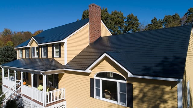 Black Interlock metal roof in Reading, MA