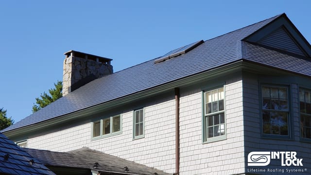 Deep Charcoal Interlock metal roof in Beverly, MA