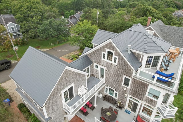 Deep Charcoal Interlock metal roof in Sagamore Beach, MA
