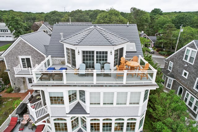 Deep Charcoal Interlock metal roof in Sagamore Beach, MA
