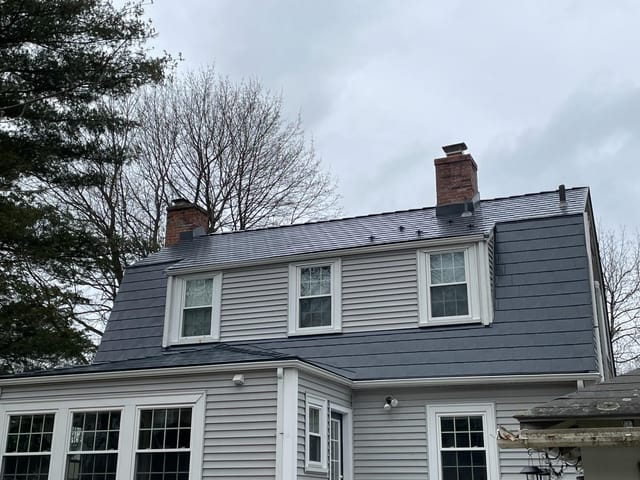 Deep Charcoal Interlock metal roof in Walpole, MA