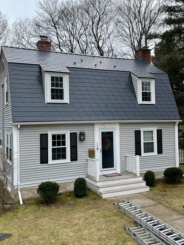 Deep Charcoal Interlock metal roof in Walpole, MA