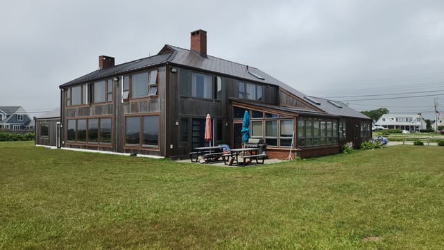 Tudor Brown Interlock metal roof in East Falmouth, MA