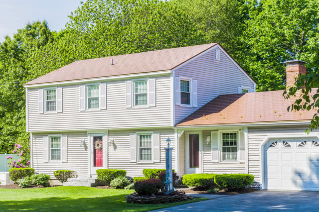 Aged Copper Interlock metal roof in North Hampton, NH