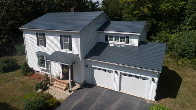 Charcoal Grey Interlock metal roof in Webster, NH