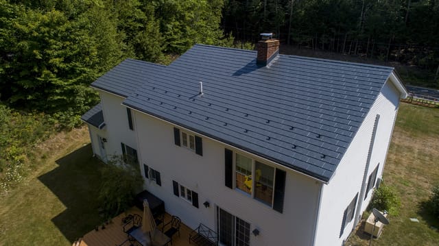 Charcoal Grey Interlock metal roof in Webster, NH