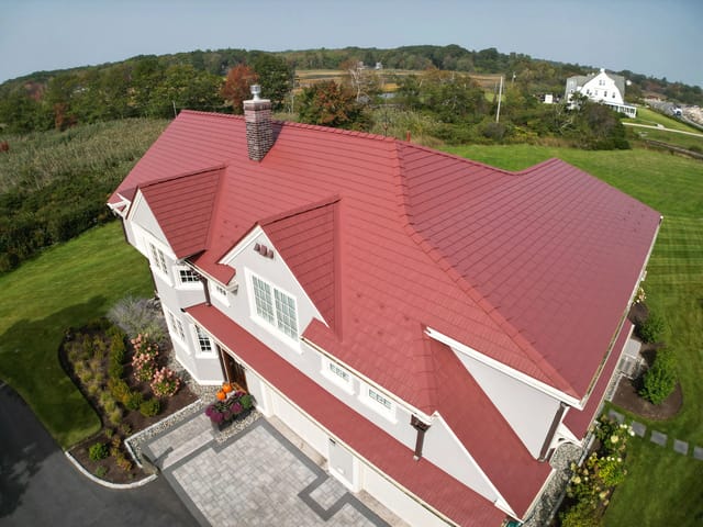Tile Red Interlock metal roof in North Hampton, NH