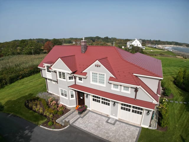 Tile Red Interlock metal roof in North Hampton, NH