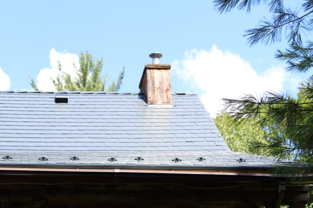 Deep Charcoal Interlock metal roof in Alexandria, NH