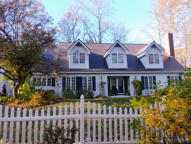 Tudor Brown Interlock metal roof in West Lebanon, NH