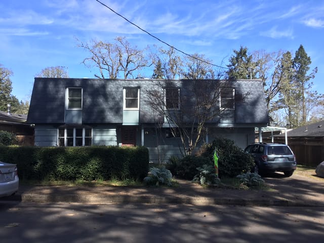 Deep Charcoal Interlock metal roof in Eugene, OR
