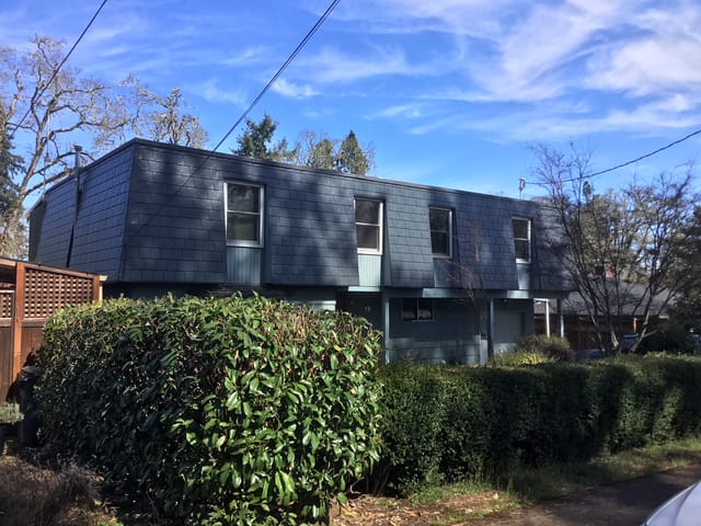 Deep Charcoal Interlock metal roof in Eugene, OR