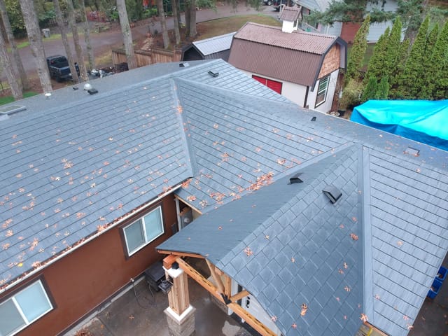 Black Interlock metal roof in Albany, OR