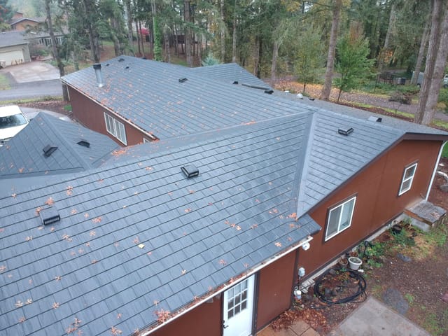 Black Interlock metal roof in Albany, OR
