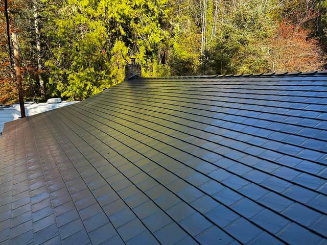Black Interlock metal roof in Alsea, OR