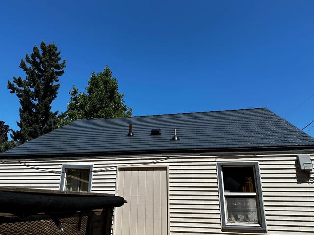 Deep Charcoal Interlock metal roof in Eugene, OR