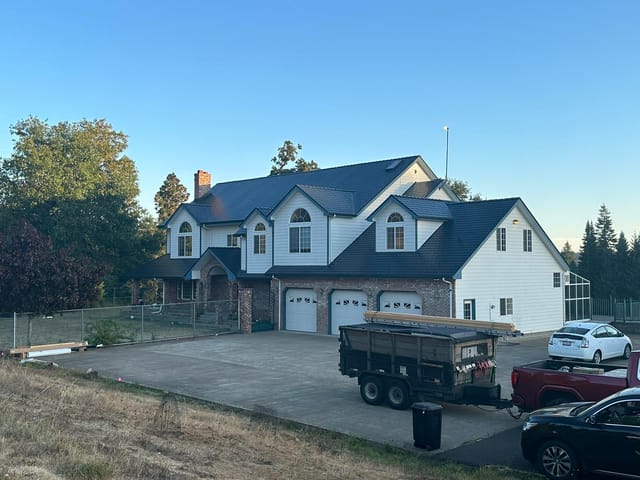 Black Interlock metal roof in Eugene, OR