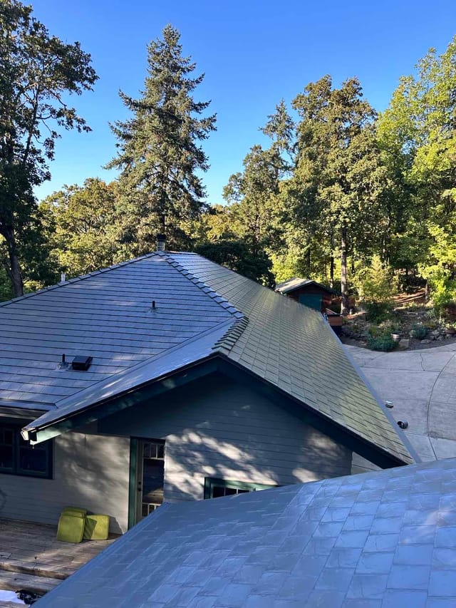 Musket Grey Interlock metal roof in Eugene, OR