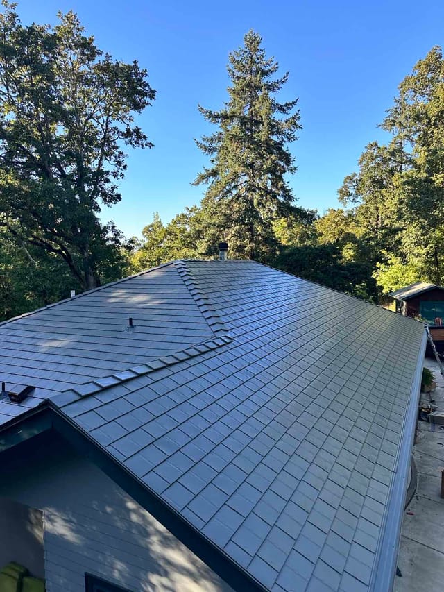 Musket Grey Interlock metal roof in Eugene, OR