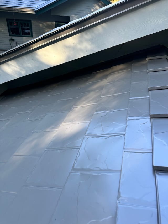 Musket Grey Interlock metal roof in Eugene, OR