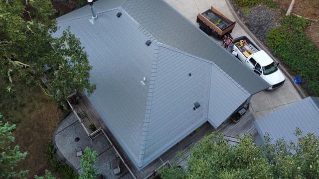 Musket Grey Interlock metal roof in Eugene, OR