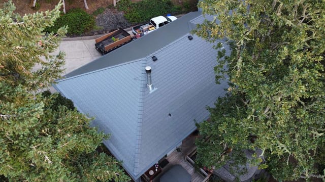 Musket Grey Interlock metal roof in Eugene, OR